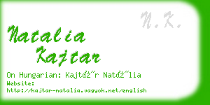 natalia kajtar business card